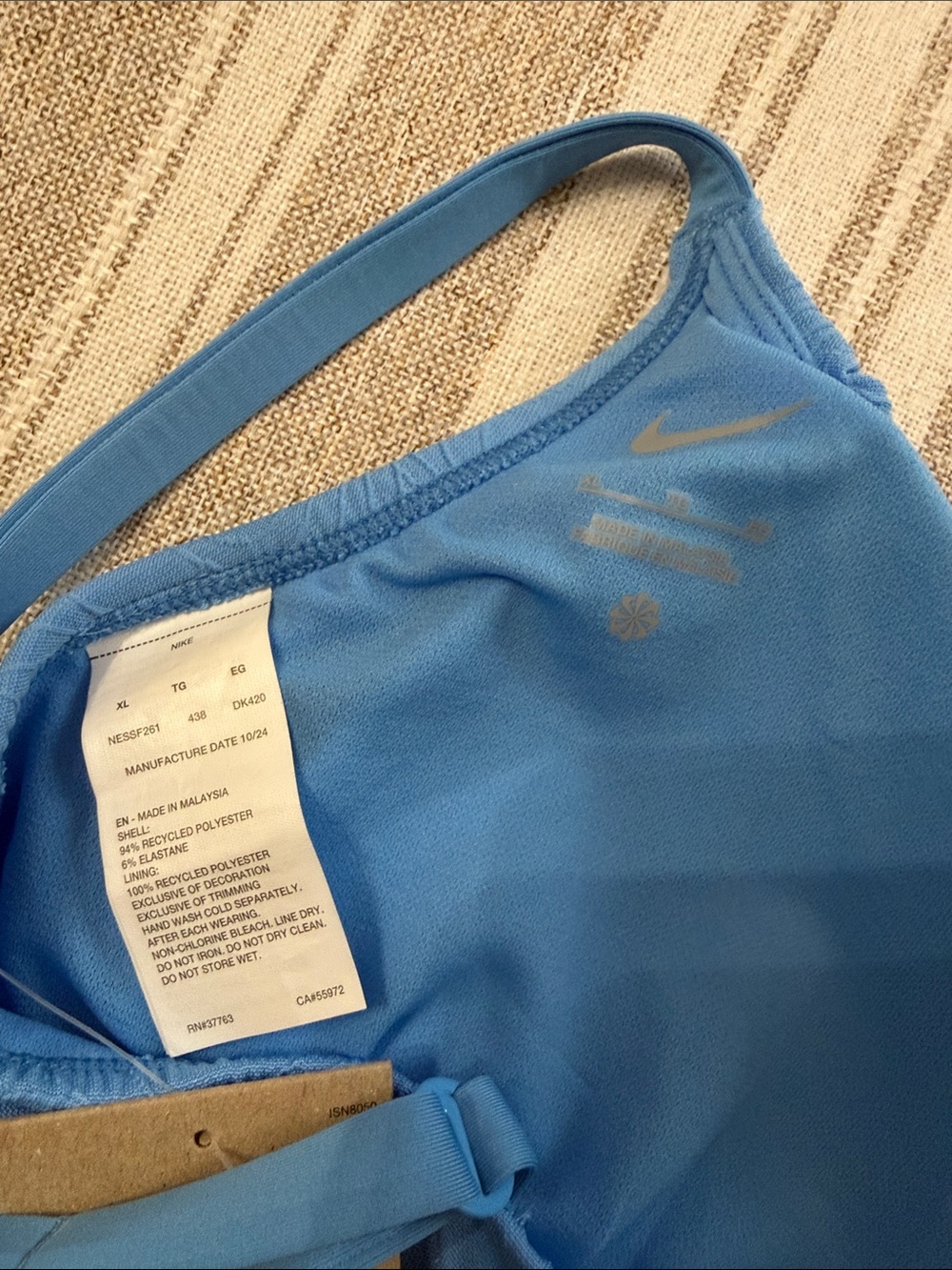 Nike Women’s Sky Blue Textured One-Piece Swimsuit - Picture 2 of 12